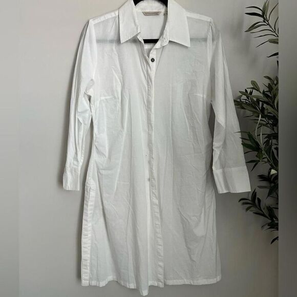 Soft Surroundings Dresses & Skirts - NWOT Soft‎ Surroundings White 100% Cotton Collared Button Down Shirt Dress small